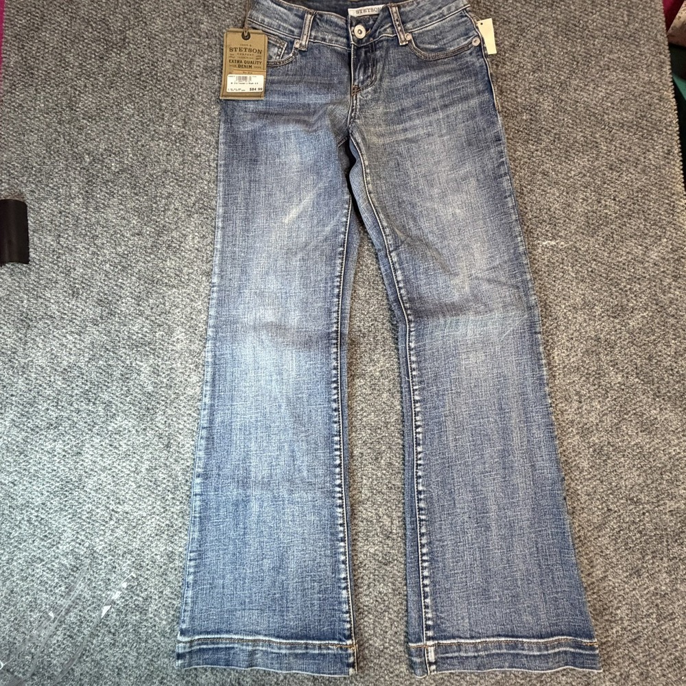 NWT Women Stetson 214 City Trouser Denim Jenas Size 0 Regular Cowgirl Boot Cut